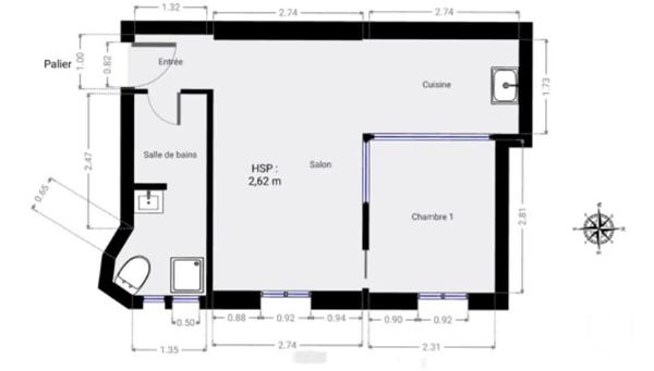 Appartement F2 à vendre  2 pièces - 34,01 m 2   PARIS  - 75017
