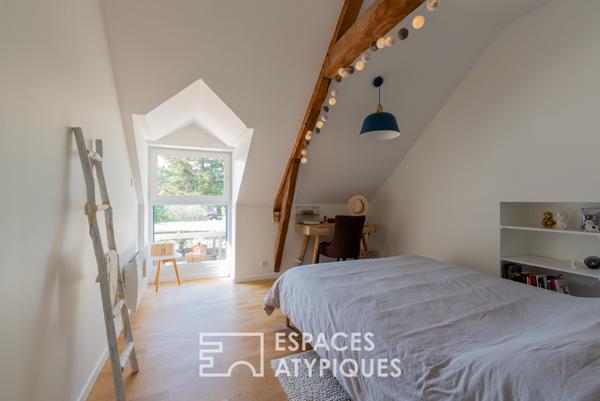 Ancien corps de ferme rénové avec piscine aux portes de Rennes