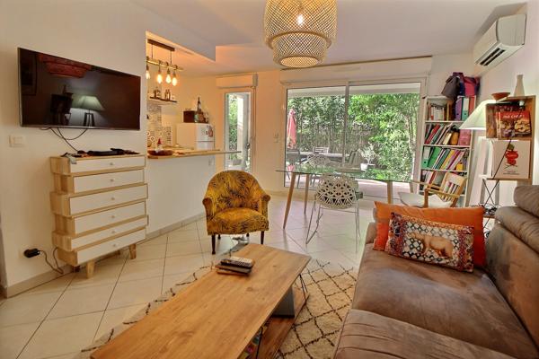 MARSEILLE 12ème. arrdt. Appartement type 2 avec terrasse, jardin et Garage.