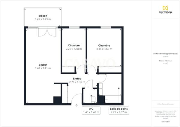 Vente Appartement 3 pièces de 63m² - 33150 Cenon