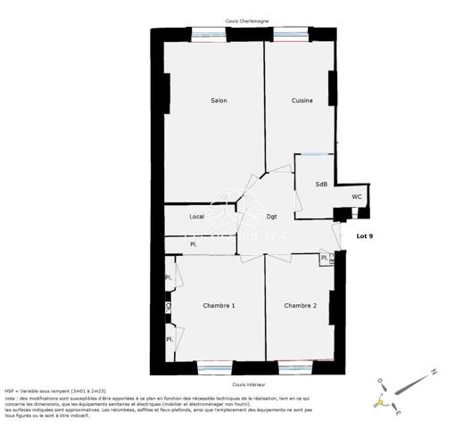 Appartement T3, 67 m2, Lyon 2 (Perrache)