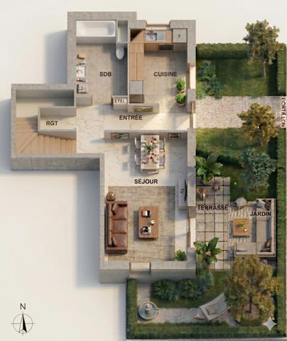 Duplex de 87 m² avec jardin de 51 m² et terrasse à Pantin