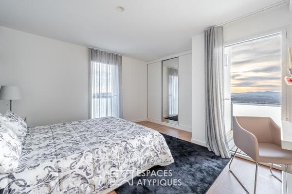 Maison contemporaine avec piscine et vue sur les Monts du Lyonnais
