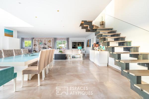 Maison contemporaine avec piscine et vue sur les Monts du Lyonnais