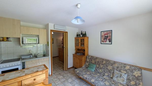 Deux pièces atypique de 43 m2 avec balcon + terrasse de 12m2  exposé sud offrant une vue dégagée sur les alpages et montagnes environnantes.