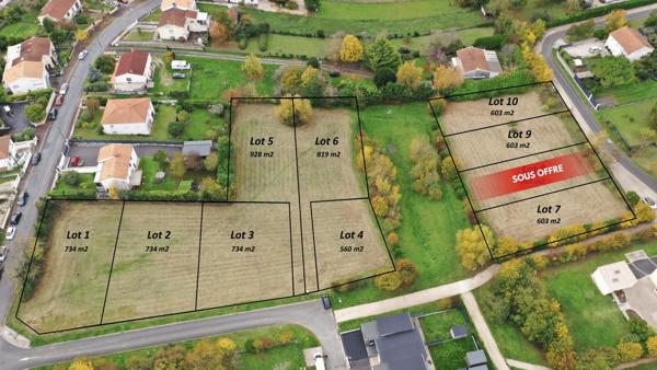 Terrains constructibles viabilisés à Saintes – Hors zone inondable – Les Jardins Tillaud