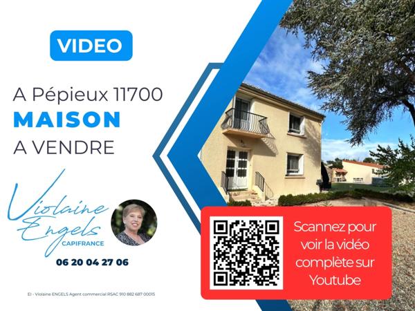 Pépieux – Maison rénovée de 175 m² avec jardin