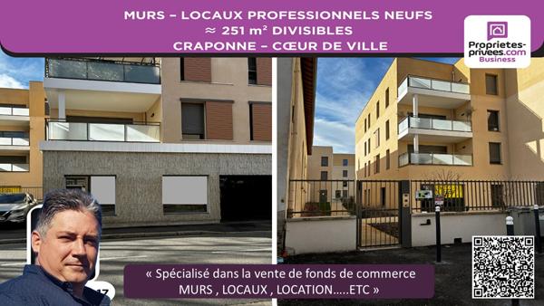 MURS LOCAUX PROFESSIONNELS  251 m² CRAPONNE  COEUR DE CENTRE