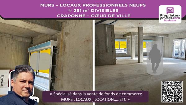 MURS LOCAUX PROFESSIONNELS  251 m² CRAPONNE  COEUR DE CENTRE
