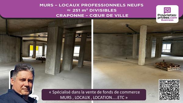 MURS LOCAUX PROFESSIONNELS  251 m² CRAPONNE  COEUR DE CENTRE