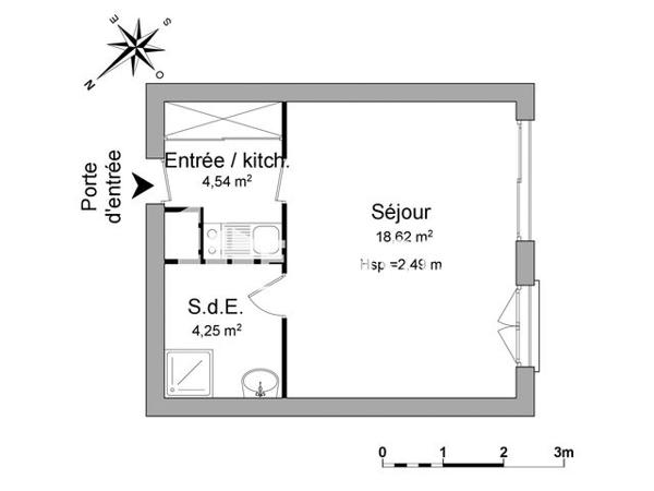 Location Studio 27.41 m² - 76 COURS RICHARD VITTON Lyon 69003