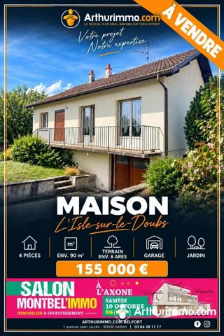 Vente                                                      Maison
                        
                     5 pièces                      87 m2                     à L'Isle-sur-le-Doubs