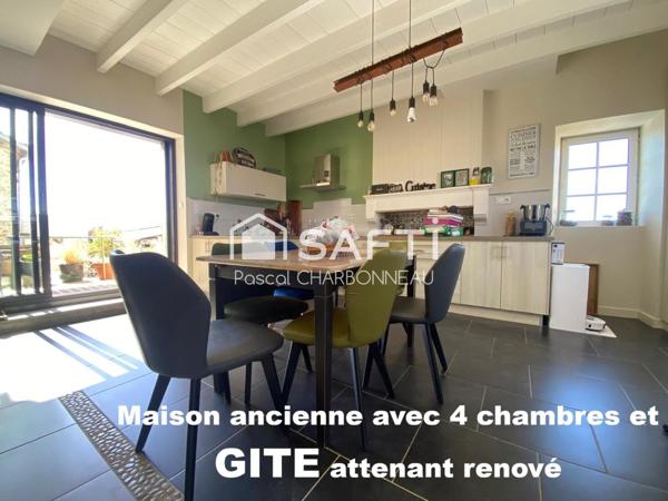 Maison ancienne avec 4 chambres et gite attenant renové