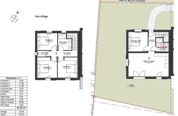 Villa contemporaine orientée sud, 4 chambres dont 1 de plain-pied, jardin et garage - proximité immédiate des commodités