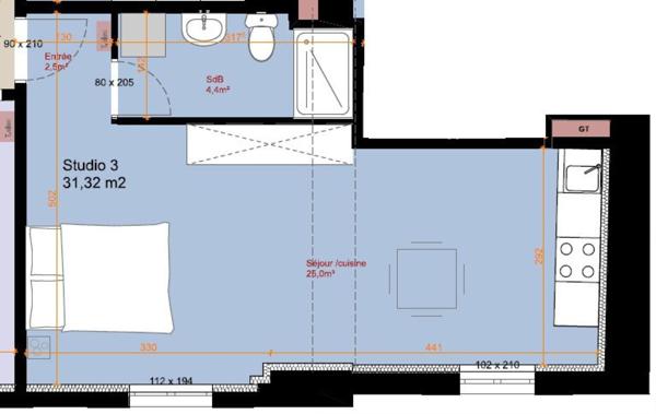 Maison de Maitre : Studio refait à neuf