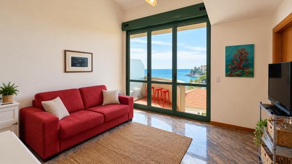 DEUX PIÈCES AVEC VUE SUR LA MER, BALCON, JARDIN ET GARAGE
