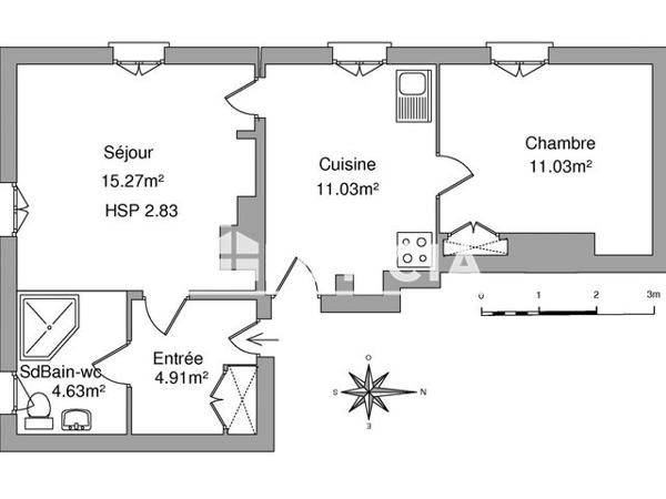 Location Appartement 2 pièces 46.87 m² - 1 RUE JEAN CHARCOT Le Havre 76600