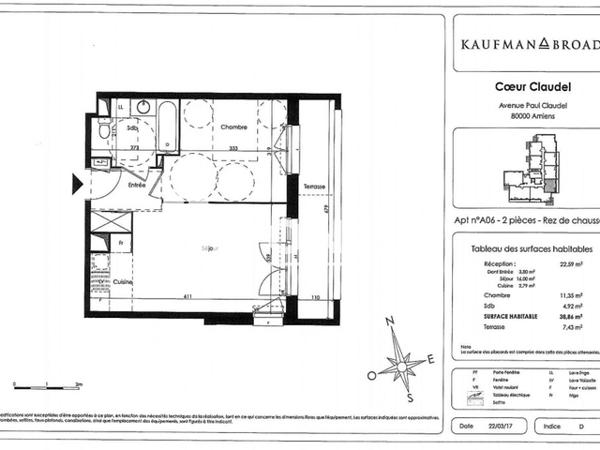 Location Appartement 2 pièces 38.86 m² - 8 ALLEE DE L'ECHAUGUETTE Amiens 80000