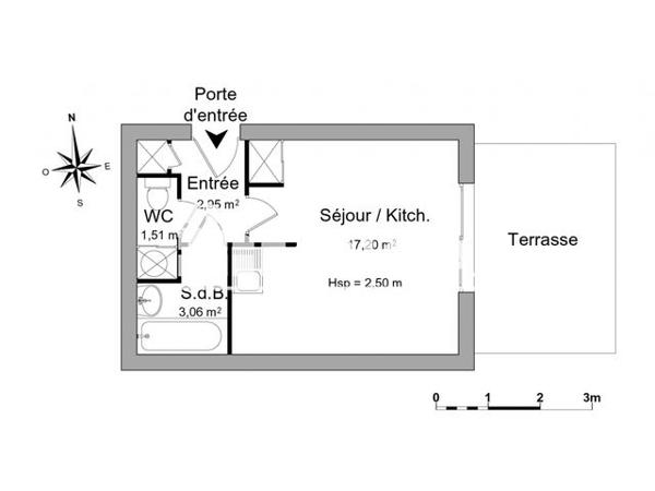 Location Studio 24.7 m² - LES TERRASSES DE MELLINET Nantes 44100