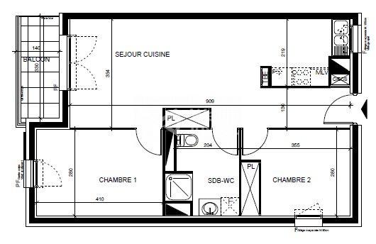69320 FEYZIN CENTRE VENTE APPARTEMENT T3 2 CH 58 m2 + GARAGE