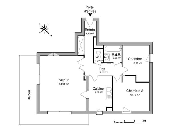 Location Appartement 3 pièces 68.61 m² - 20 RUE PATRICIA PICOT Saint Ave 56890