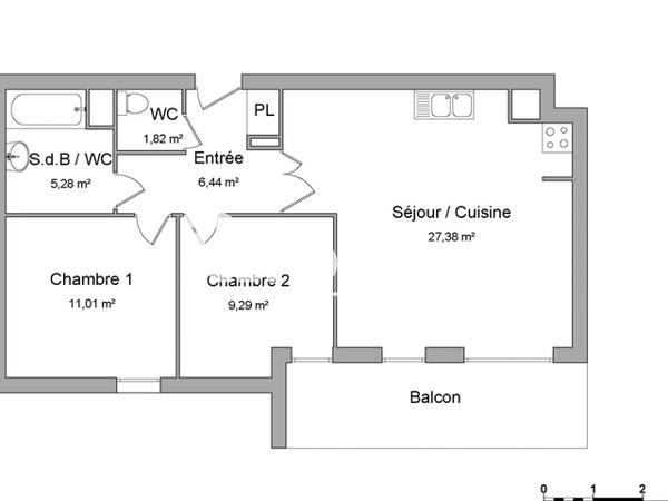 Location Appartement meublé 3 pièces 61.22 m² - 3 ALLEE DES PATISSIAUX Cesson Sevigne 35510