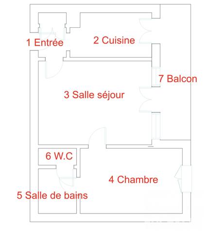 Appartement 45m2, 2 pièces avec balcon et garage privatif. Quartier St Eloi/canal de Rompsay