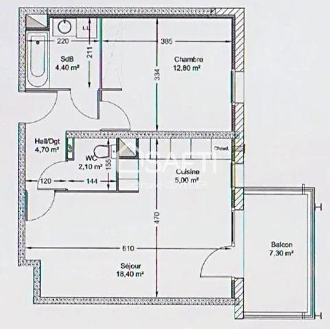 Appartement T2 de 48 m² avec terrasse et parking - VENDU LOUE
