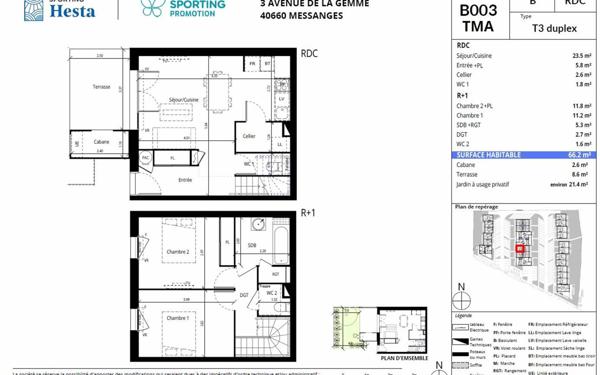 Maison à vendre    3 pièces • 66,20 m2 Messanges