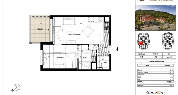 À vendre Appartement 2 pièces 41.63 m² - La Plagne Tarentaise 73210