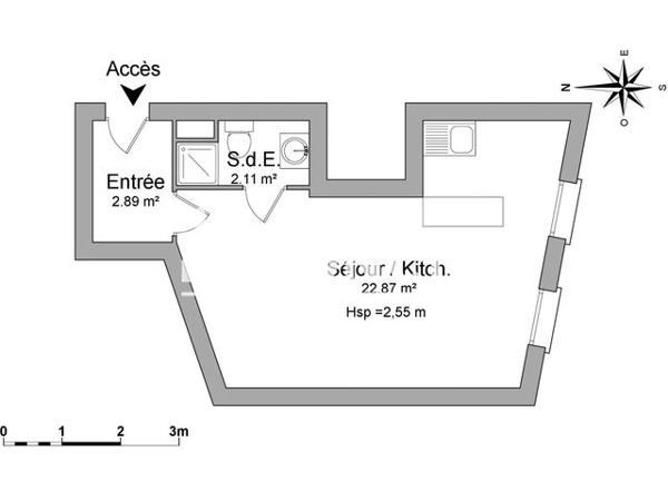 Location Studio 27.87 m² - 22 RUE RALLIER DU BATY Rennes 35000