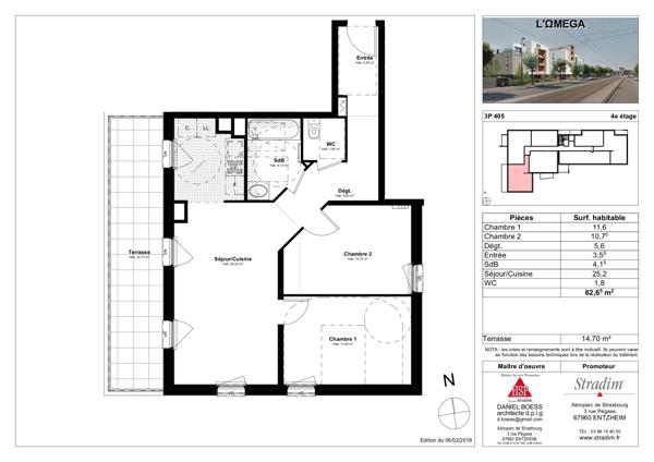 Appartement 3 pièce(s) 2 chambre(s) 62.65 m²