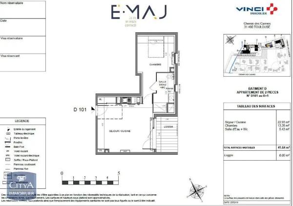 Appartement à louer 2 pièces 41.64m² Toulouse (31400)