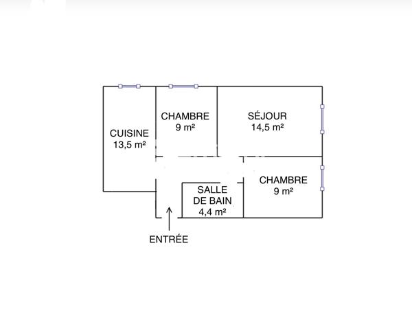 Appartement
         3 pièces
        - 60 m² Exclusivité 160 000 € *