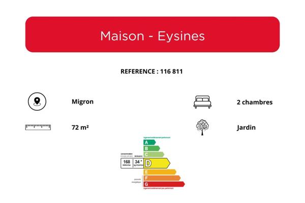 Maison à vendre 3 pièces de 72 m²