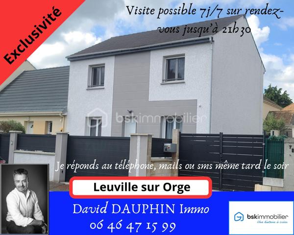 *** Sur la commune de Leuville sur Orge ***
Venez découvrir ce pavillon récent de type F5, construit en 2018, situé au calme d’une impasse et à proximité immédiate des écoles maternelle et primaire Joliot-Curie.
- Dès votre arrivée, un beau portail avec portillon vous permet d’accéder à la propriété par une agréable cour enrobée.
Une fois la porte d’entrée franchie, vous découvrirez une vaste pièce de vie traversante d’environ 40 m², comprenant un séjour lumineux traversant avec accès via une baie vitrée à la terrasse et une cuisine ouverte.
- Le rez-de-chaussée dispose également :
d’une pièce supplémentaire pouvant faire office de bureau ou de chambre d’appoint,
de WC indépendants avec lave-mains, ainsi que d’un local technique avec le ballon thermodynamique.
- À l’étage, un palier dessert trois belles chambres d’environ 12 m², 11 m² et 14 m², ainsi qu’une salle de bains avec WC.
- Le sous-sol, d’environ 51 m², entièrement carrelé et isolé, accueille également un espace buanderie.
Cet espace offre de nombreuses possibilités d’aménagement selon vos envies : salle de cinéma, bureau, salle de jeux pour enfants, espace détente ou encore salle de sport.
- Les atouts de ce bien :
     Garantie décennale jusque 01/2028
     Environnement calme et sécurisé en impasse,
     Fenêtres en double vitrage PVC,
     Pompe à chaleur air/eau,
    Sous-sol spacieux offrant de nombreuses possibilités d’aménagement selon vos besoins et vos envies.
***** VISITE POSSIBLE 7j/7 sur RDV jusqu'à 21h30 *****
Je réponds aux mails, sms et téléphone jusque tard le soir