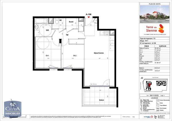 Appartement à louer 3 pièces 61.9m²