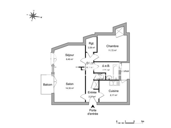 Location Appartement 2 pièces 56.93 m² - 4 A10 ABBE BASILE LE GAL-22 RUE P.HUET Lorient 56100