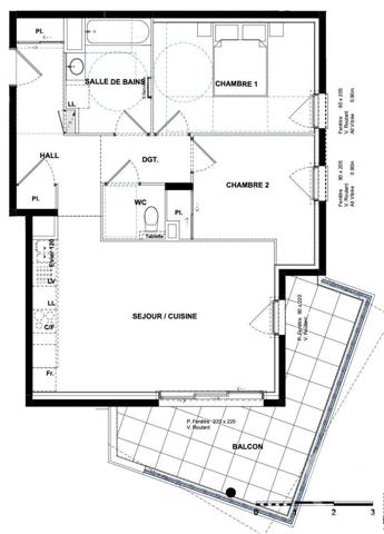 Appartement F3 à vendre  3 pièces - 65,50 m2 ANTIBES - 06