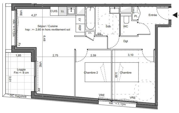 Appartement T3 avec Loggia et Parking