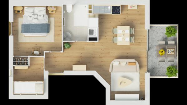 Appartement à vendre 3 pièces avec terrasse vue Lac et Montagnes sur SAVINES LE LAC (05) , Dans une résidence en construction style villa plein Sud ,livrable été 2026