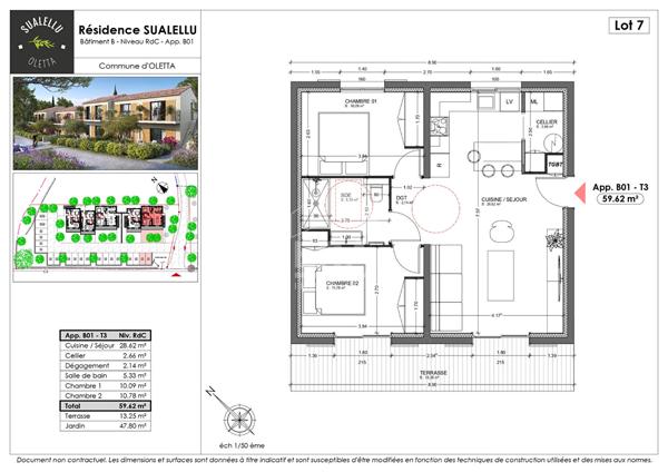 Appartement neuf T3 en rez-de-jardin à vendre à Oletta