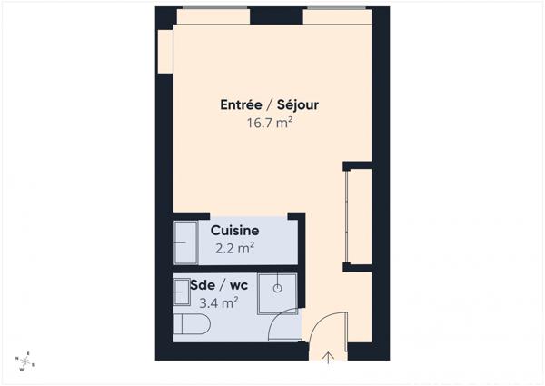 Studio à vendre 22,31 m² Paris 17