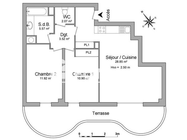Location Appartement 3 pièces 62.83 m² - ARBOREA - B31 - 520 CHEMIN DU SABLASSOU Castelnau Le Lez 34170