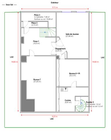Bureaux 289 m2 Lyon 6e