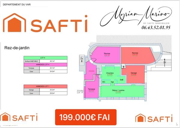 SUPERBE APPARTEMENT 2 PIÈCES EN REZ DE JARDIN - SAINT AYGULF ( 83370 )