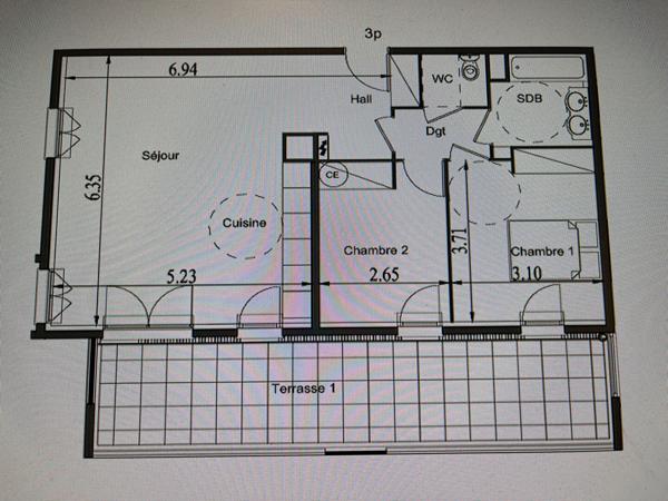 Appartement Le Cannet 3 pièces 68 m² terrasse piscine parking