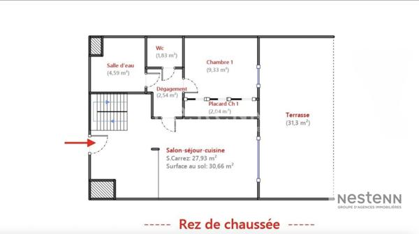 A vendre superbe appartement T4 en duplex avec terrasse, jardin et place de stationnement à Montpellier, à deux pas du tramway