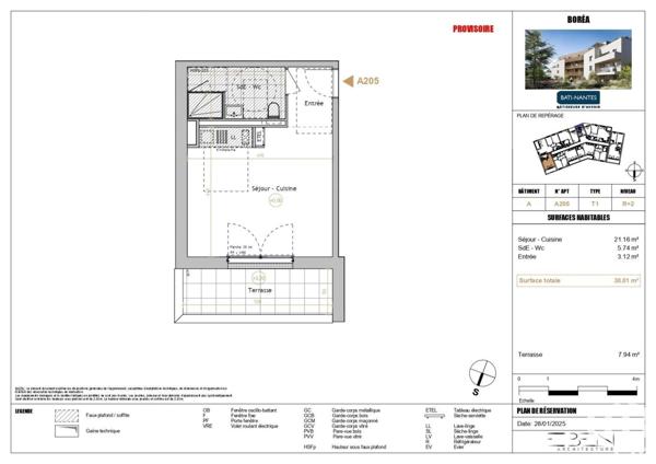 Appartement 1 pièce de 30 m² à La Chapelle-sur-Erdre (44240)