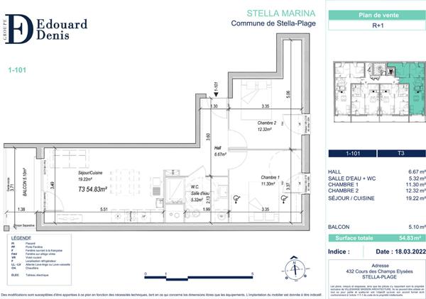 Appartement Stella 3 pièces 54.35 m²